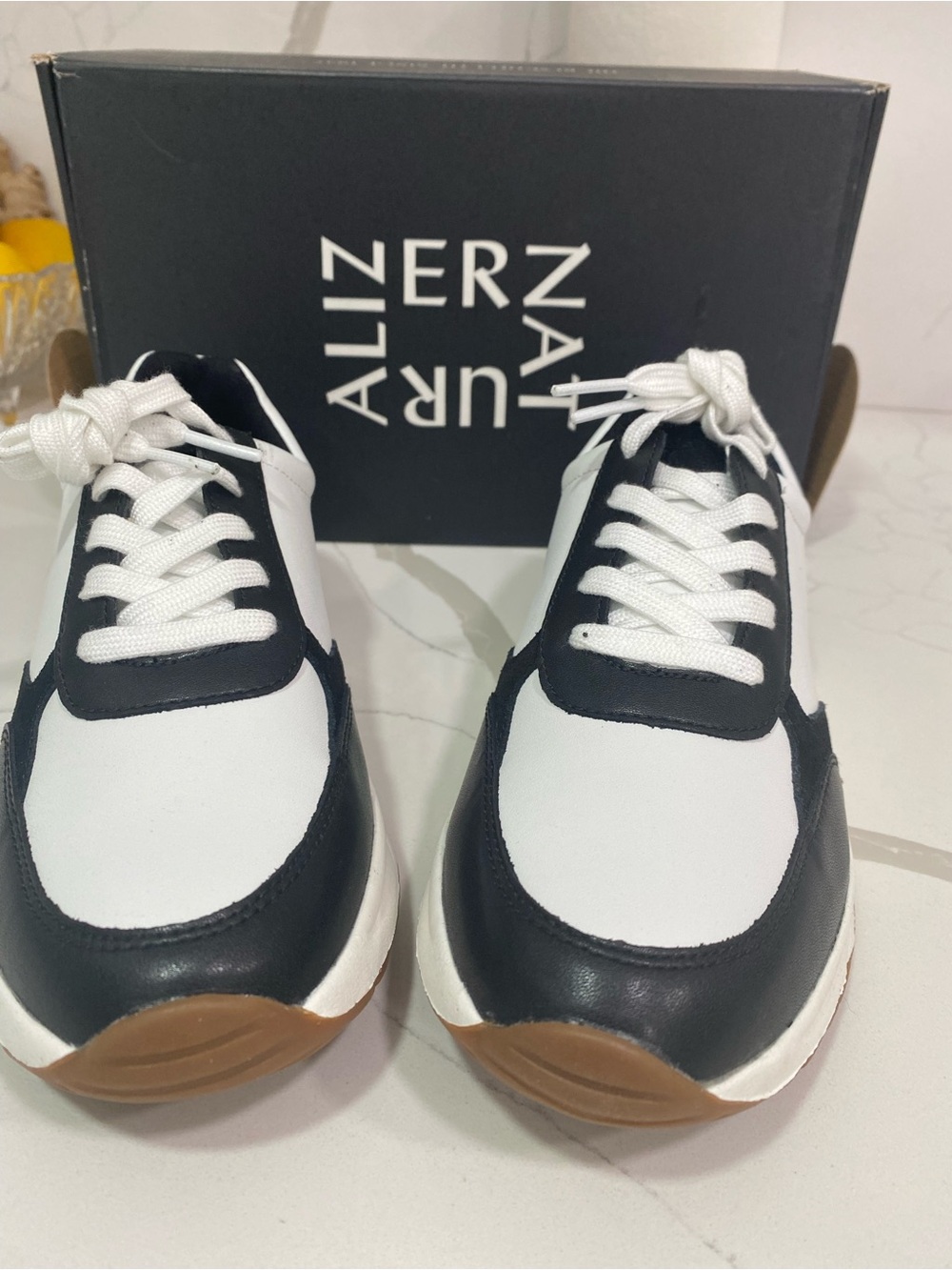 Naturalizer Black and White Women's Low-Top Sneakers